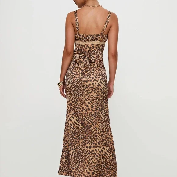 Leopard Print Satin Slip Dress - Picture 6 of 7